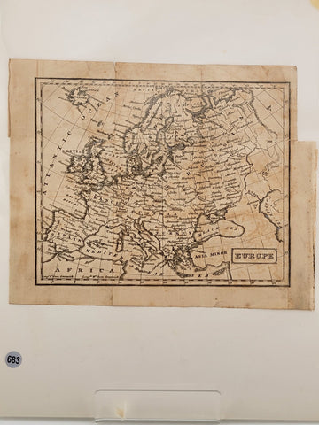Rare Antique Original 1843 Miniature Map Of Europe. Approx 5 7/8" x 7 3/8.