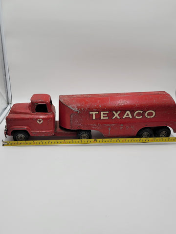Vintage Buddy L Pressed Steel Texaco Oil Tanker Delivery Semi Truck Toy 1950 24”