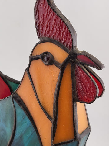 ROOSTER STAINED GLASS CANDLE HOLDER, Unique Votive Candle holder