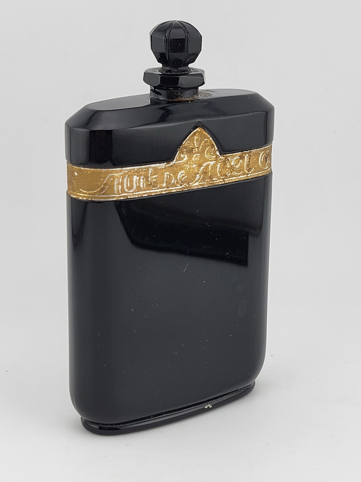 Antique Caron La Nuit de Noel Perfume Black Baccarat Bottle Art Deco  EMPTY