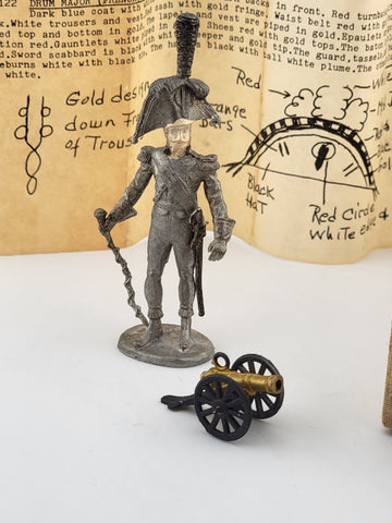 Vintage France Line Infantry Drummer 1812 Year 1/32 Scale Unpainted Tin Figure