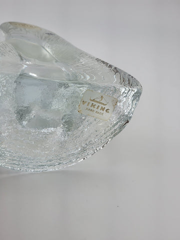 Vintage Viking Clear Frosted Textured Art Glass Virgin Mary Madonna Figurine