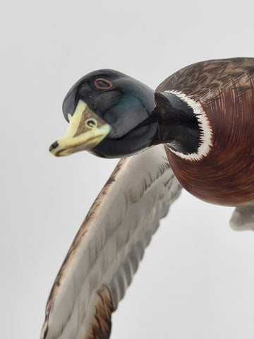VINTAGE MID CENTURY C. MARTINO SPAIN BISQUE PORCELAIN DUCK ON FLY SCULPTURE