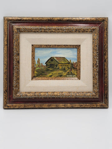 Vintage One Of Kind Hand Painted Oil On Canvas Painting Signed By Artist Harvey.