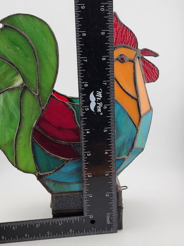 ROOSTER STAINED GLASS CANDLE HOLDER, Unique Votive Candle holder