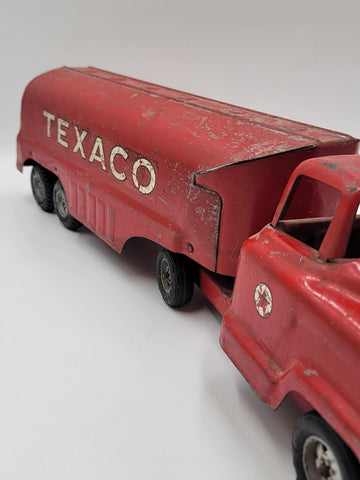 Vintage Buddy L Pressed Steel Texaco Oil Tanker Delivery Semi Truck Toy 1950 24”