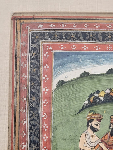 Antique Hand Painted Indian Framed Watercolor & Gold Leaf on Paper Shepards.