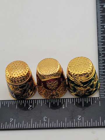 Vintage Edgar Berebi Limited 1st Edition Collection of 3 Enameled Thimbles
