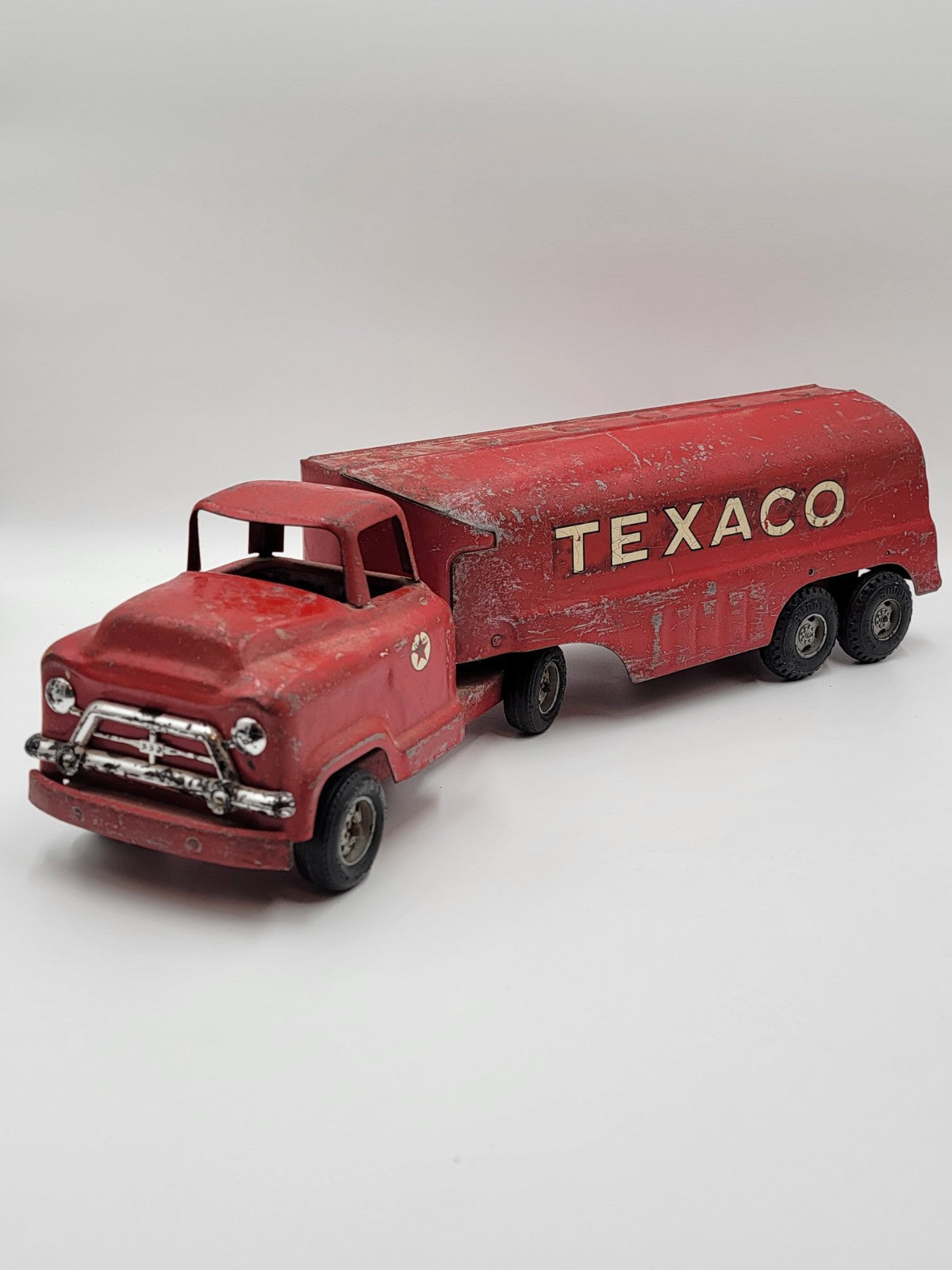 Vintage Buddy L Pressed Steel Texaco Oil Tanker Delivery Semi Truck Toy 1950 24”