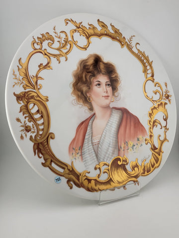 Exquisite Carol Scott Limoges Porcelain Hand-Painted & Gilded Flat Plate. 12 In.