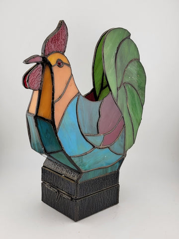 ROOSTER STAINED GLASS CANDLE HOLDER, Unique Votive Candle holder