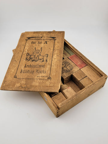 Antique Set Of Architectural Building Blocks "One Set A" C 1890. Made In USA.
