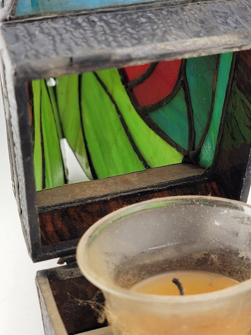 ROOSTER STAINED GLASS CANDLE HOLDER, Unique Votive Candle holder
