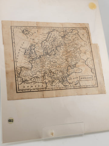 Rare Antique Original 1843 Miniature Map Of Europe. Approx 5 7/8" x 7 3/8.