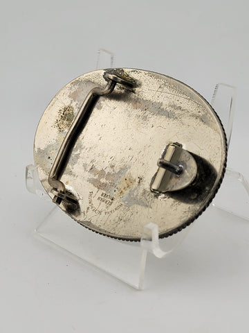 Vintage Montana Silversmiths German Silver Belt Buckle - Letter "E" Monogram