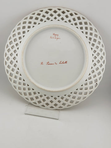 Antique Reticulated Porcelain Plate. Gilt Border Feature La Princess De Lamballe