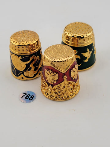 Vintage Edgar Berebi Limited 1st Edition Collection of 3 Enameled Thimbles