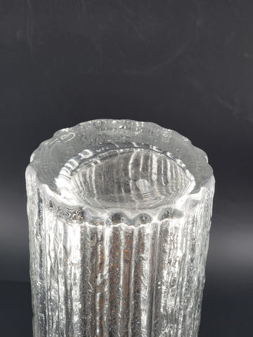Rare Iittala Finland Crystal Vertica Vase designed by Timo Sarpaneva. Signed.